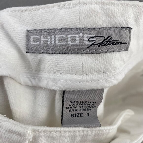 Chicos Jeans Womens 1 US 8 White Platinum Denim Garnet Crop Stretch Denim Casual - Picture 5 of 12